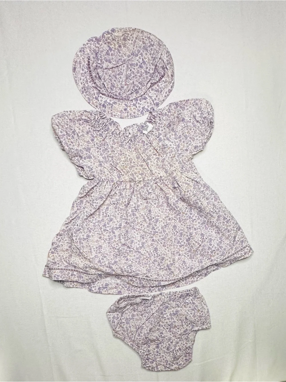 GAP Lavender Floral Dress Set with Matching Hat